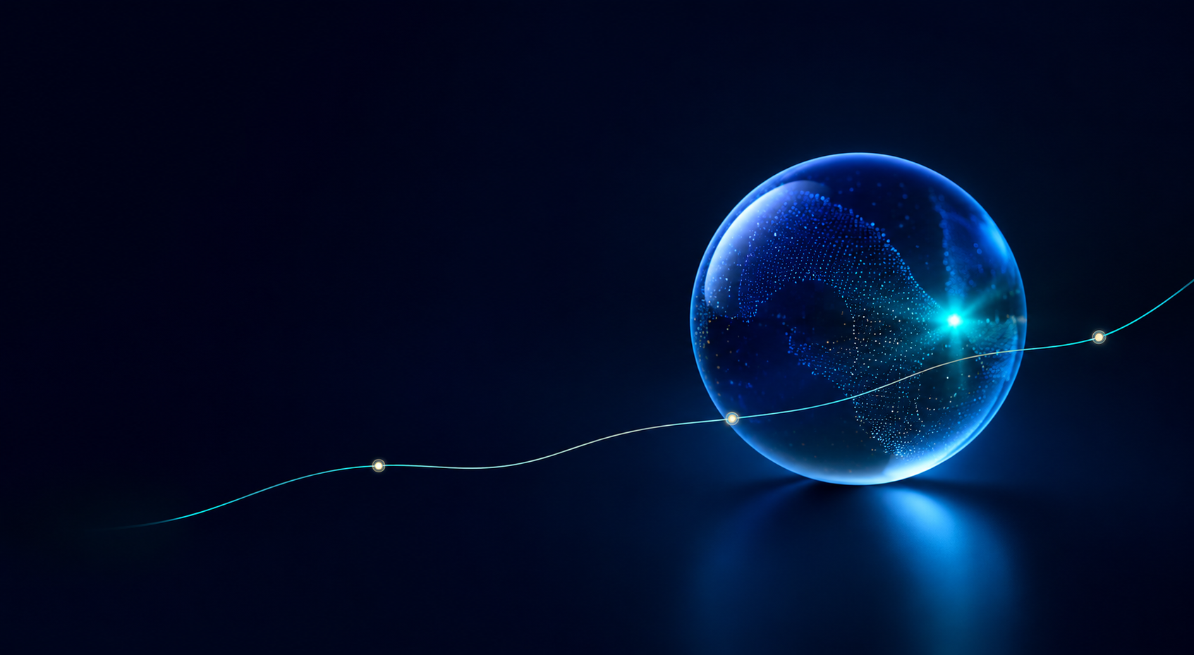 AI market intelligence sphere analyzing a financial signal
